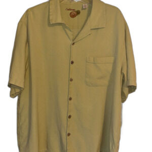 Caribbean Joe Green 70% silk/cotton shirt Casual Button Up Shirt Lightweight